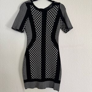 Elegant Bodycon Black and White Body Shaping Dress